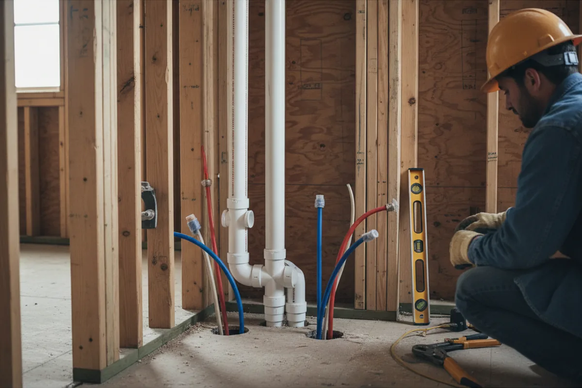 Drain and supply rough-in during Drain Cleaning in Oak Park